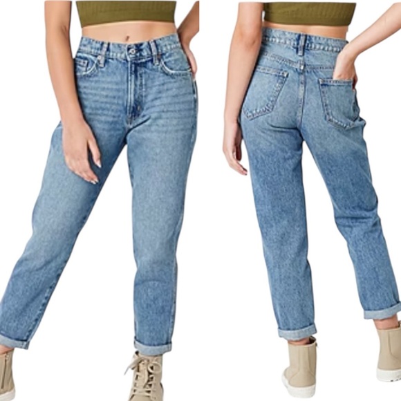 Arizona Jean Company Denim - ARIZONA sz 7 Highest Rise Mom Jeans Straight Leg Medium Blue Wash
